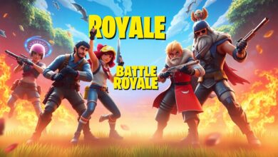 Capa com personagens icônicos de diferentes jogos battle royale em um ambiente de batalha