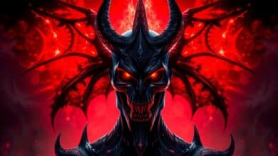 Um personagem de Diablo IV em frente a uma parede antiga com runas brilhantes e misteriosas