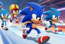 Capa ilustrando Sonic Rumble com personagens do jogo em ação, efeitos de velocidade e cores vibrantes